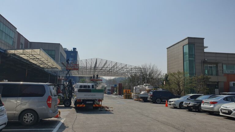경기도 파주 물류창고 비가림 P.C 폴리카보네이트 시공 사진